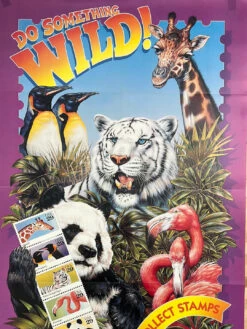 Do Something Wild!: Collect Stamps - Tim Knepp 1992 Poster Original USPS Stamps Worth Saving