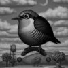 Fat Bird - 2020 Mike Mitchell Poster Yellow Fronted Woodpecker GREY Variant -Soldout Posters greymitchell