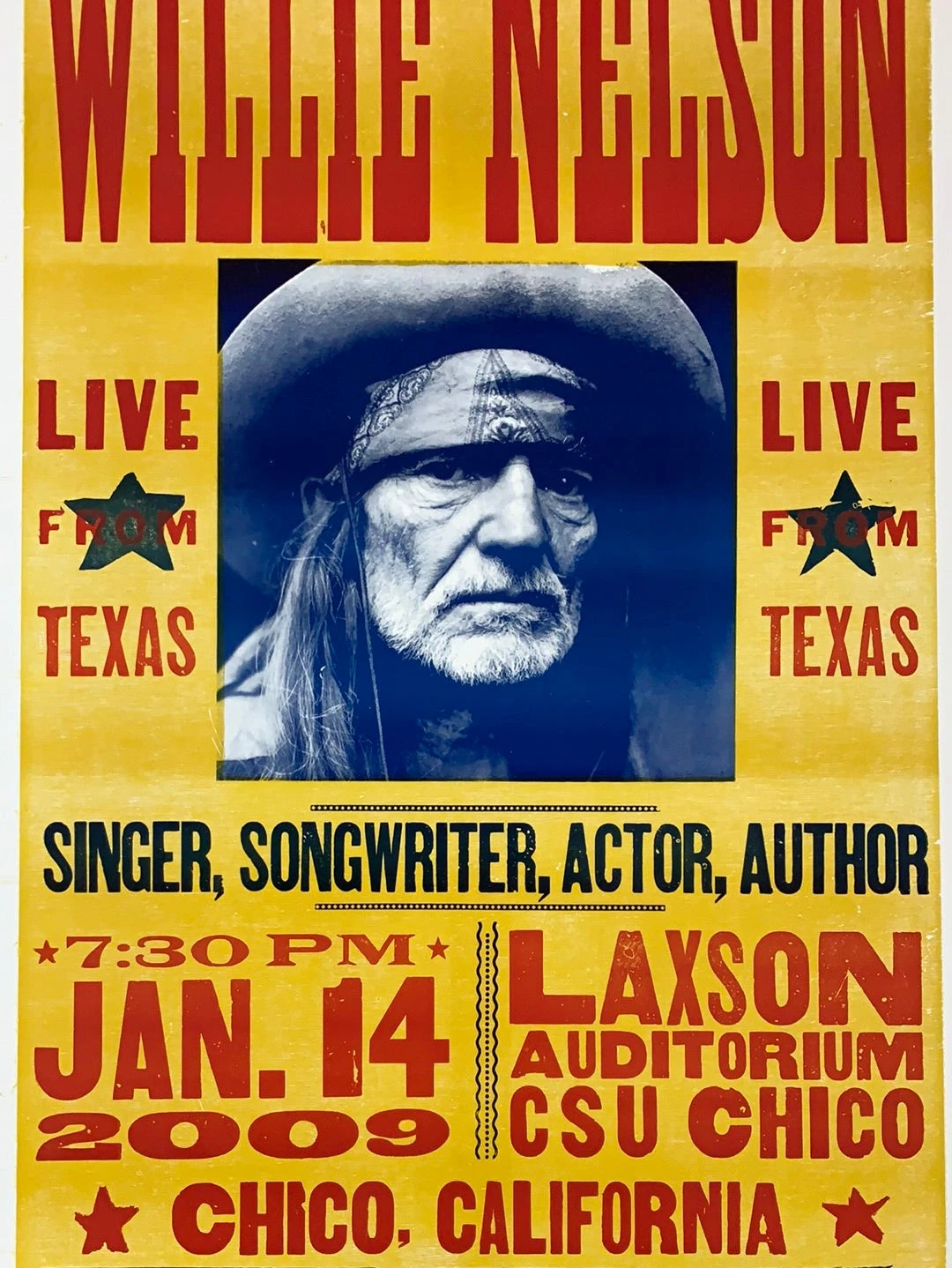 Willie Nelson - 2009 Hatch Show Print 1/14 Poster Chico, CA 3 Willie Nelson - 2009 Hatch Show Print 1/14 Poster Chico, CA