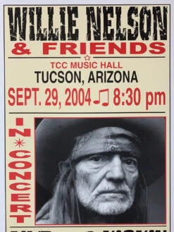 Willie Nelson - 2004 Franks Brothers 9/29 Poster Tucson, AZ
