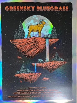 Greensky Bluegrass - 2021 Logan Schmitt Poster Morrison, CO Red Rocks FOIL