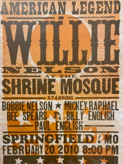 Willie Nelson - 2010 Hatch Show Print 2/20 Poster Springfield, Missouri