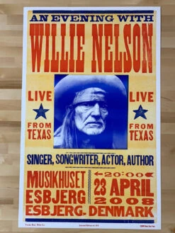 Willie Nelson - 2008 Hatch Show Print 4/23 Poster Esbjerg, Denmark -Soldout Posters image 1743b92e ef25 4077 90b2 1ce8923c3f89
