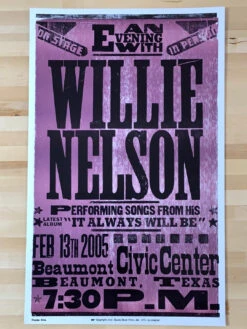 Willie Nelson - 2005 Hatch Show Print 2/13 Poster Beaumont, TX -Soldout Posters image 17e32bb9 841f 441d a72d 4e150d50b5b4
