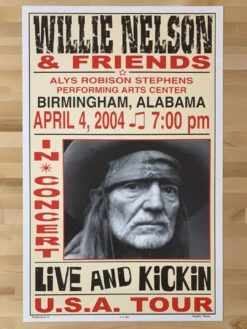 Willie Nelson - 2004 Franks Brothers 4/4 Poster Birmingham, AL -Soldout Posters image 209a71f3 bc3b 487a 9563 9f6c157ce441