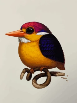 Fat Bird - 2020 Mike Mitchell Poster Rufous-Backed Dwarf Kingfisher 1st