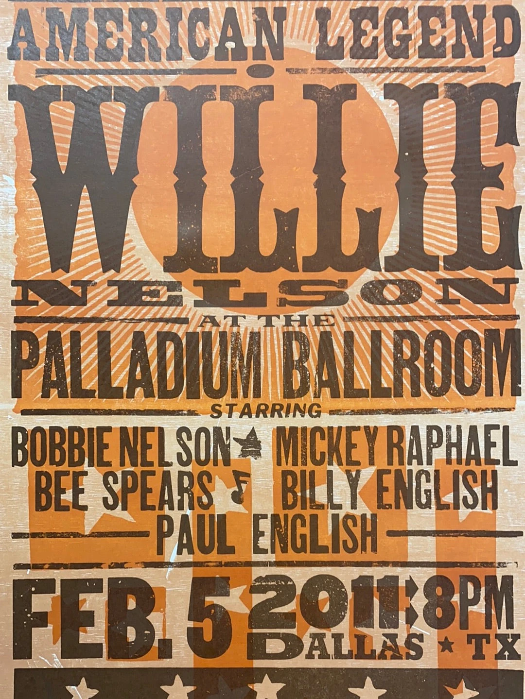 Willie Nelson - 2011 Hatch Show Print 2/5 Poster Dallas, Texas 3 Willie Nelson - 2011 Hatch Show Print 2/5 Poster Dallas, Texas