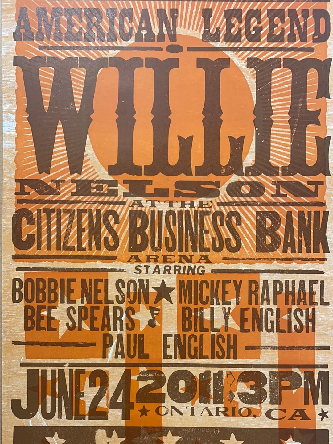 Willie Nelson - 2011 Hatch Show Print 6/24 Poster Ontario, California 3 Willie Nelson - 2011 Hatch Show Print 6/24 Poster Ontario, California