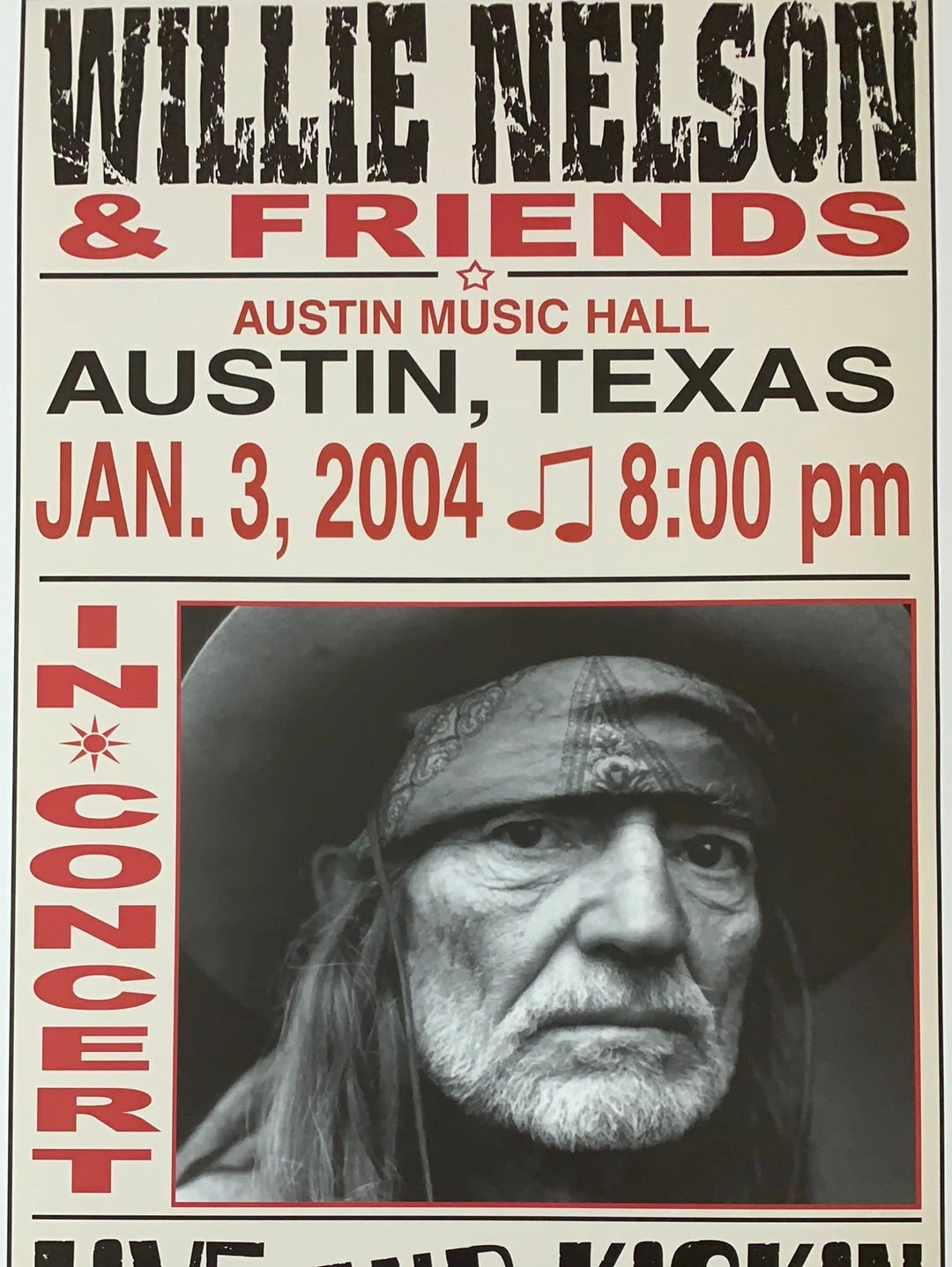 Willie Nelson - 2004 Franks Brothers 1/3 Poster Austin, TX 3 Willie Nelson - 2004 Franks Brothers 1/3 Poster Austin, TX