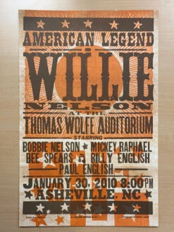 Willie Nelson - 2010 Hatch Show Print 1/30 Poster Asheville, North Carolina -Soldout Posters image 400e6600 4315 4d78 8516 f39dce15ee0b