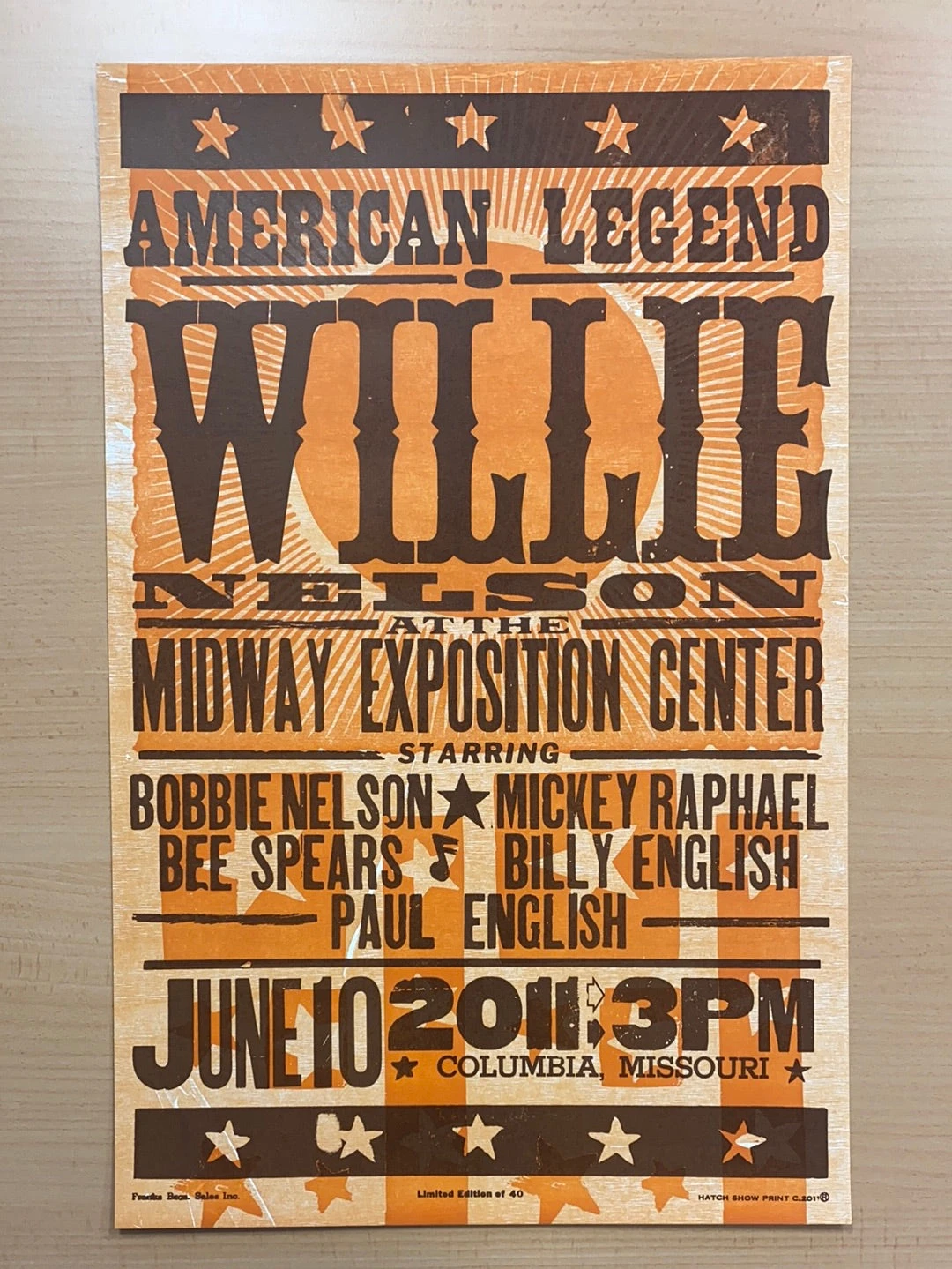 Willie Nelson - 2011 Hatch Show Print 6/10 Poster Columbia, Missouri 4 Willie Nelson - 2011 Hatch Show Print 6/10 Poster Columbia, Missouri - Image 2