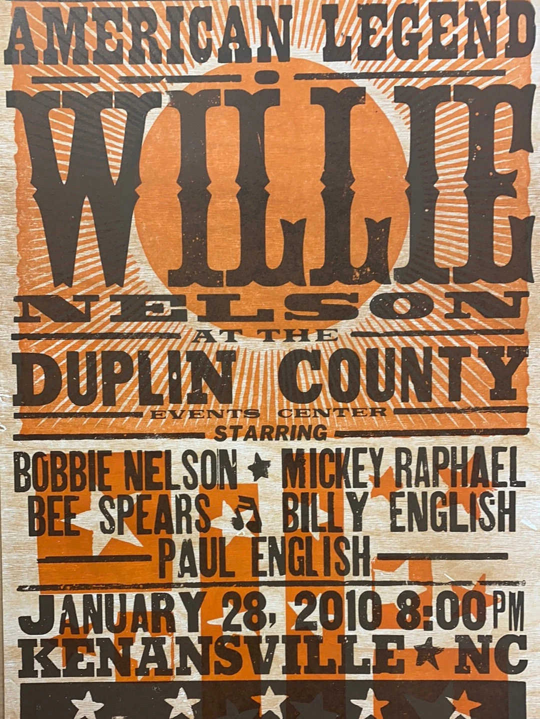 Willie Nelson - 2010 Hatch Show Print 1/28 Poster Kenansville, North Carolina 3 Willie Nelson - 2010 Hatch Show Print 1/28 Poster Kenansville, North Carolina