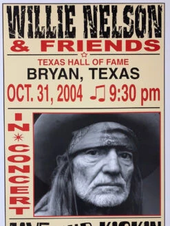Willie Nelson - 2004 Franks Brothers 10/31 Poster Bryan, TX