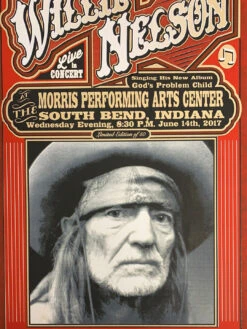 Willie Nelson - 2017 Mattole River Studios Poster South Bend, Indiana