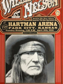 Willie Nelson - 2016 Mattole River Studios Poster Park City, KS