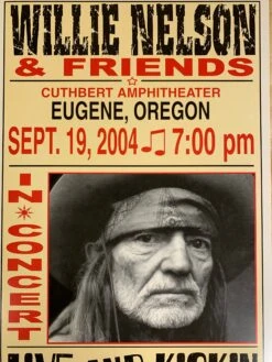 Willie Nelson - 2004 Franks Brothers 9/19 Poster Eugene, Oregon