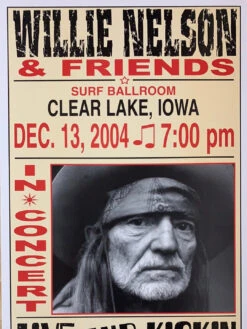 Willie Nelson - 2004 Franks Brothers 12/13 Poster Clear Lake, IA
