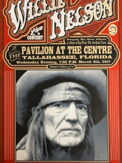 Willie Nelson - 2017 Mattole River Studios Poster Tallahassee, FL