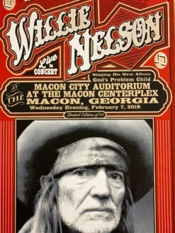 Willie Nelson - 2018 Mattole River Studios Poster Macon Georgia