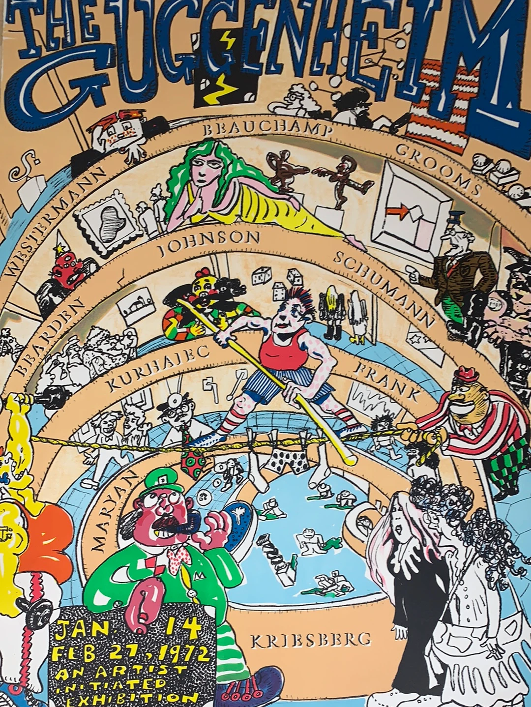 The Guggenheim - 1972 Red Grooms Art Print Poster Original Vintage 3 The Guggenheim - 1972 Red Grooms Art Print Poster Original Vintage