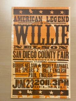 Willie Nelson - 2011 Hatch Show Print 6/23 Poster Del Mar, California -Soldout Posters image 7b1eee90 12da 4f08 aae5 99b86223b541