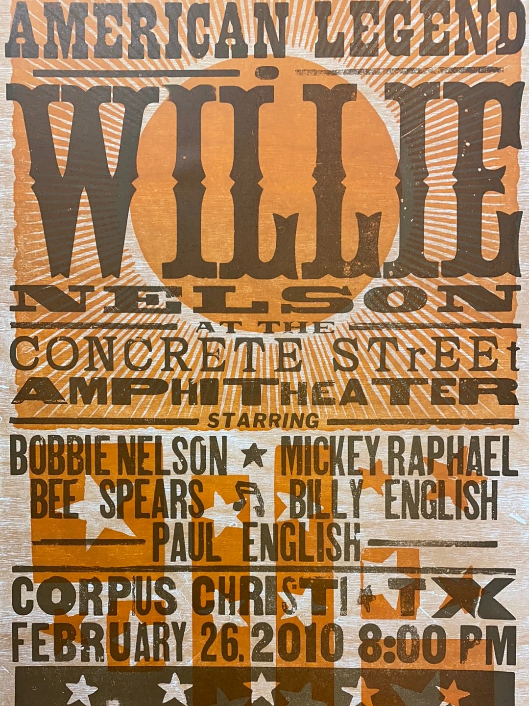 Willie Nelson - 2010 Hatch Show Print 2/26 Poster Corpus Christi, Texas 3 Willie Nelson - 2010 Hatch Show Print 2/26 Poster Corpus Christi, Texas