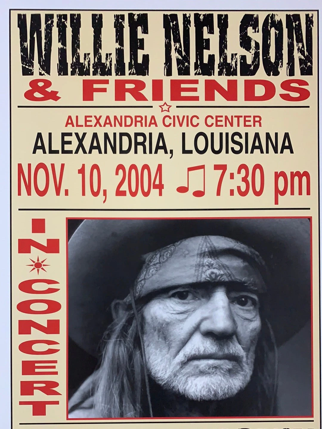 Willie Nelson - 2004 Franks Brothers 11/10 Poster Alexandria, LA 3 Willie Nelson - 2004 Franks Brothers 11/10 Poster Alexandria, LA