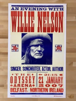 Willie Nelson - 2007 Hatch Show Print 1/21 Poster Belfast, IRL -Soldout Posters image 93f1a935 2e4c 4fe4 9208 22d463b1a230