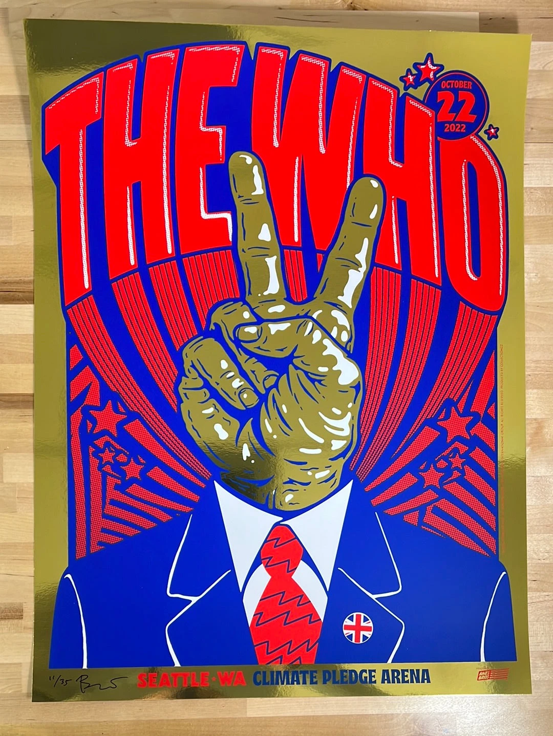 The Who - 2022 Ames Brothers Poster GOLD FOIL Seattle, WA AP 4 The Who - 2022 Ames Brothers Poster GOLD FOIL Seattle, WA AP - Image 2