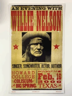 Willie Nelson - 2006 Hatch Show Print 2/16 Poster Big Spring, Texas Howard College -Soldout Posters image 9a591ce3 3368 479a 9a91 c39866cd414f