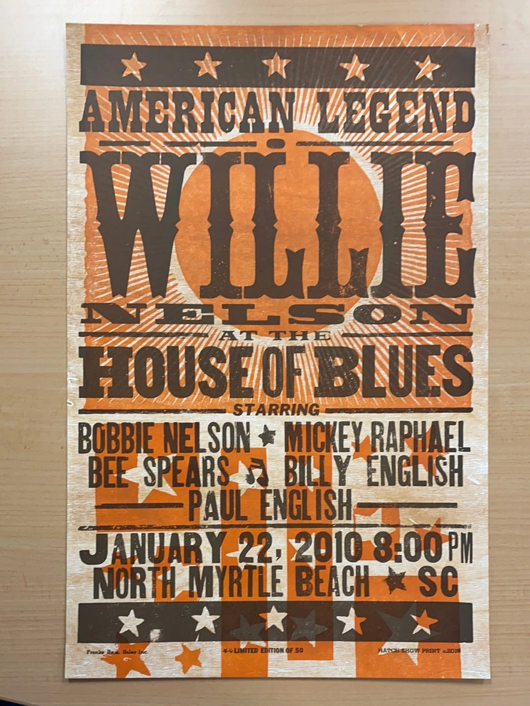 Willie Nelson - 2010 Hatch Show Print 1/22 Poster North Myrtle Beach, South Carolina 4 Willie Nelson - 2010 Hatch Show Print 1/22 Poster North Myrtle Beach, South Carolina - Image 2