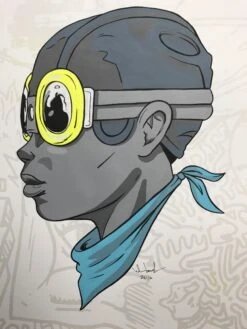 Fly Boy - 2016 Hebru Brantley ORIGINAL Painting Beyond Kirby Flyboy