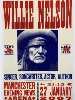Willie Nelson - 2007 Hatch Show Print 1/27 Poster Manchester, England