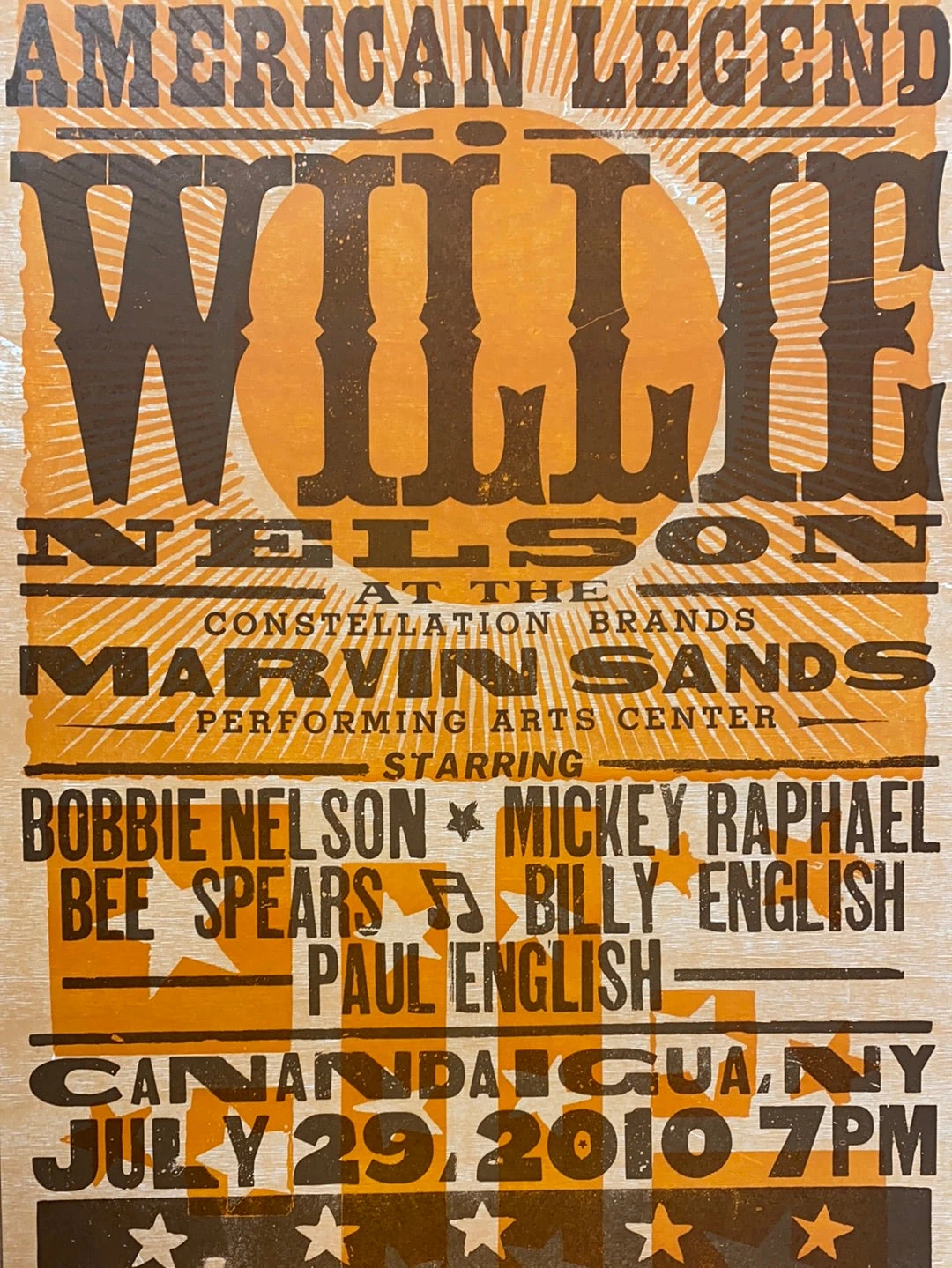 Willie Nelson - 2010 Hatch Show Print 7/29 Poster Canandaigua, New York 3 Willie Nelson - 2010 Hatch Show Print 7/29 Poster Canandaigua, New York