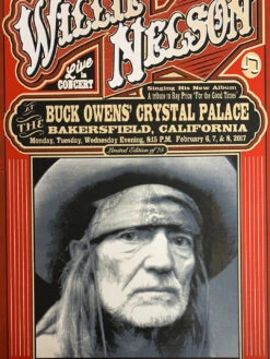 Willie Nelson - 2017 Mattole River Studios Poster Bakersfield, CA