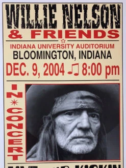 Willie Nelson - 2004 Franks Brothers 12/9 Poster Bloomington, IN