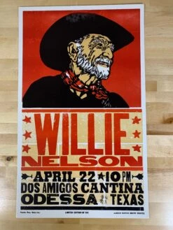 Willie Nelson - 2010 Hatch Show Print 4/22 Poster Odessa, Texas Dos Amigos Cantina -Soldout Posters image ab8deb1a 0c2c 4362 aed1 107e2bb3561b