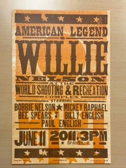Willie Nelson - 2011 Hatch Show Print 6/11 Poster Sparta, Illinois -Soldout Posters image b81f4bed f7a9 4664 bacd 32752645dc99