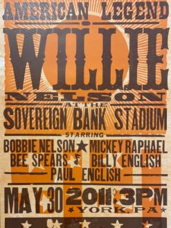 Willie Nelson - 2011 Hatch Show Print 5/30 Poster York, Pennsylvania