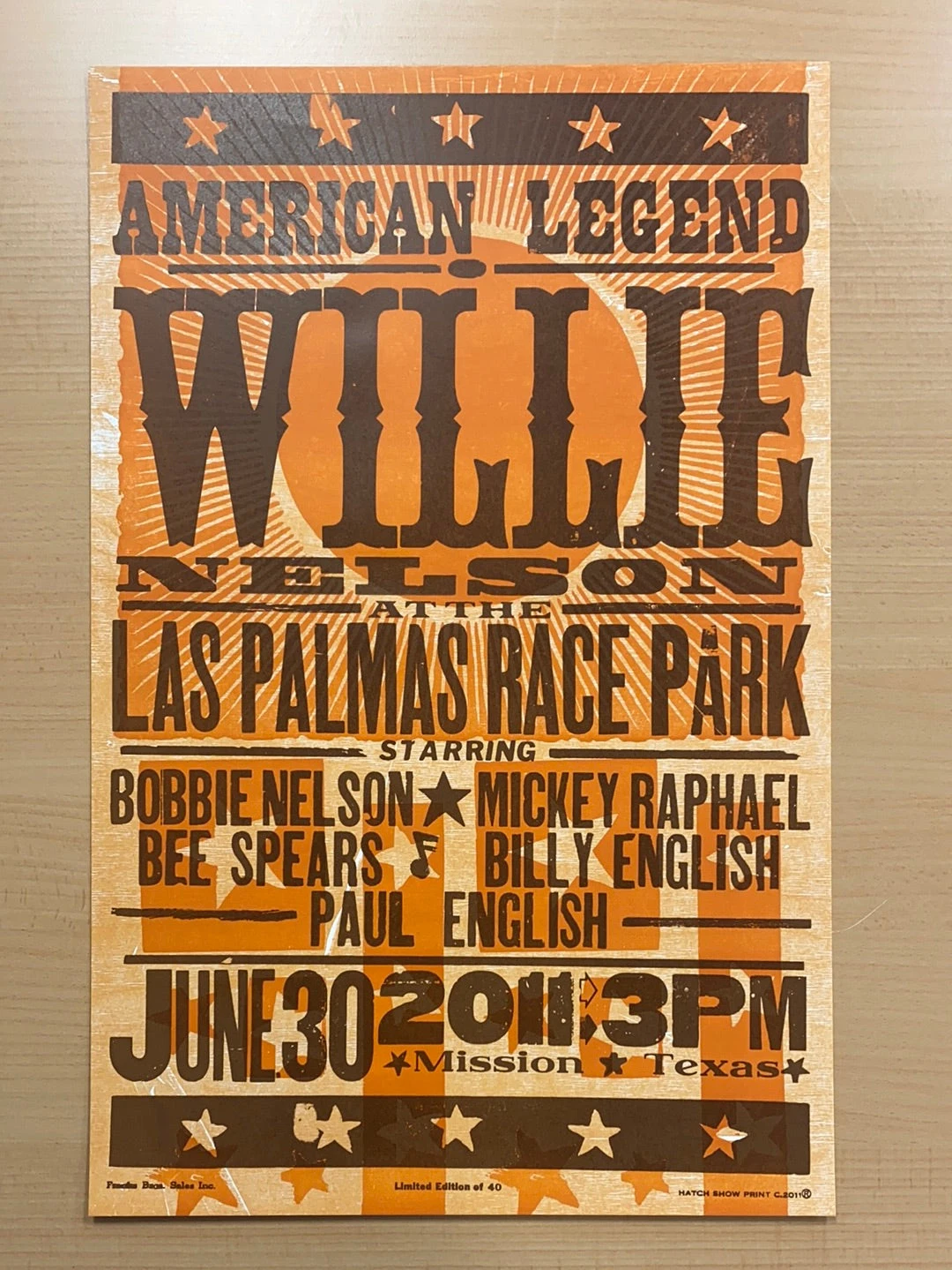 Willie Nelson - 2011 Hatch Show Print 6/30 Poster Mission, Texas 3 Willie Nelson - 2011 Hatch Show Print 6/30 Poster Mission, Texas - Image 2