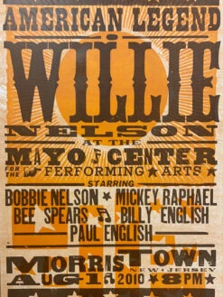 Willie Nelson - 2010 Hatch Show Print 8/1 Poster Morris Town, New Jersey