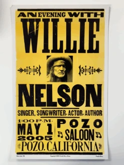 Willie Nelson - 2005 Hatch Show Print 5/1 Poster Pozo, CA Saloon -Soldout Posters image c8c7ff28 06be 42e3 b8d3 a6cfe3bec9db