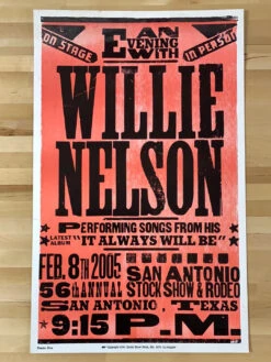 Willie Nelson - 2005 Hatch Show Print 2/8 Poster San Antonio, TX -Soldout Posters image c9f34f3a 317f 49ac 81e9 0edc0992e768