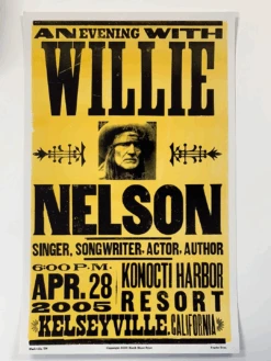 Willie Nelson - 2005 Hatch Show Print 4/28 Poster Kelseyville, CA Konocti Harbor -Soldout Posters image cbd49868 b86e 427f 911d 80bca31f9a10