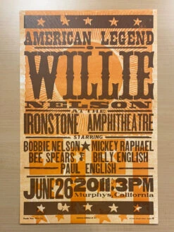Willie Nelson - 2011 Hatch Show Print 6/26 Poster Murphys, California -Soldout Posters image cbfd2254 af09 4273 a319 163655b7bb72