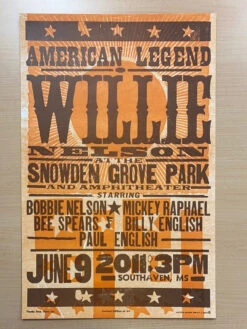 Willie Nelson - 2011 Hatch Show Print 6/9 Poster Southaven, Mississippi -Soldout Posters image cd9c74ef 202d 4686 8591 a3de277b04c2