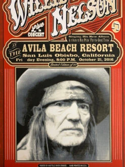 Willie Nelson - 2016 Mattole River Studios Poster San Luis Obisbo, CA