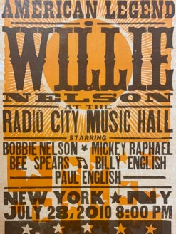 Willie Nelson - 2010 Hatch Show Print 7/28 Poster New York, New York