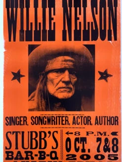 Willie Nelson - 2005 Hatch Show Print 10/7-8 Poster Austin, TX