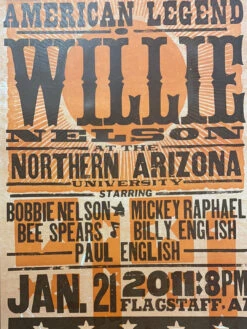 Willie Nelson - 2011 Hatch Show Print 1/21 Poster Flagstaff, Arizona